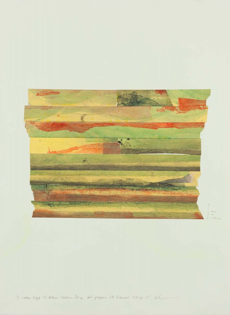 "6 rader tejp/ 6 stripes of tape", tape on paper, 52 x 72 cm/ 22x30 inch, 2012