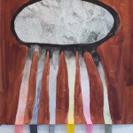 “Hello”, watercolor, gouache and fabric on paper, 106 x 113 cm /41,7 x44,5 inch