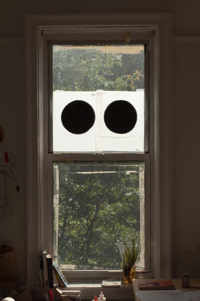 Collage installed in window, Northern and Southern Hemisphere